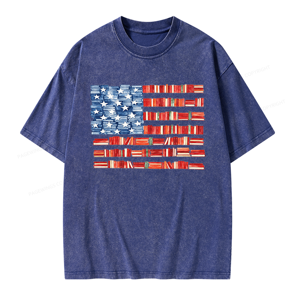 Pagewings Book Flag Unisex Washed T-shirt