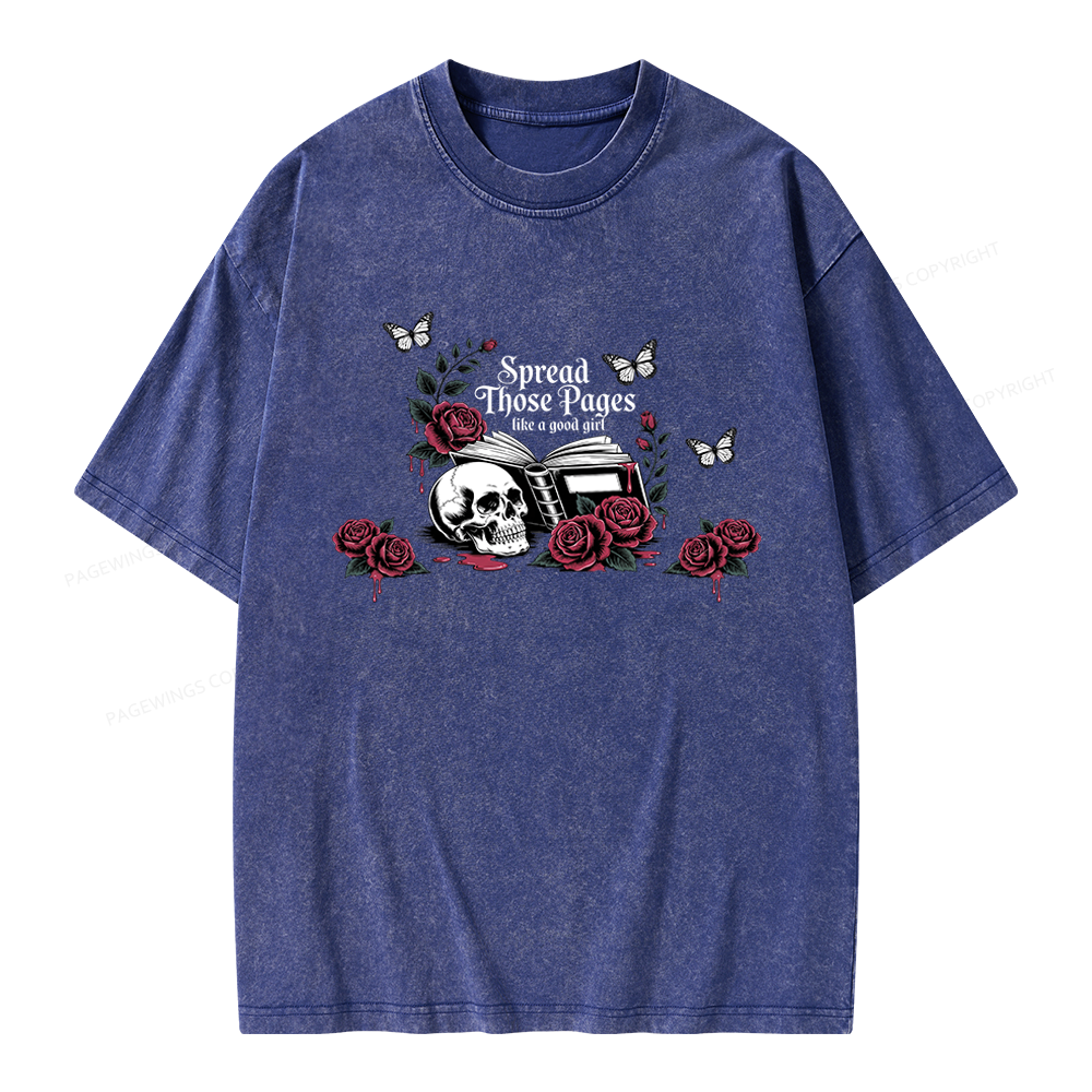 Pagewings Dark Academia Book Lover Unisex Washed T-shirt