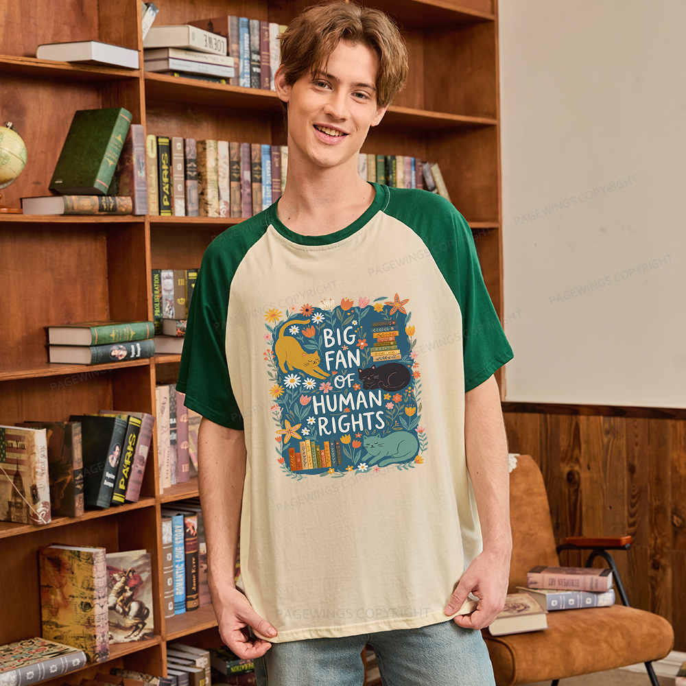 Pagewings Big Fan Of Human Rights Raglan T-shirt