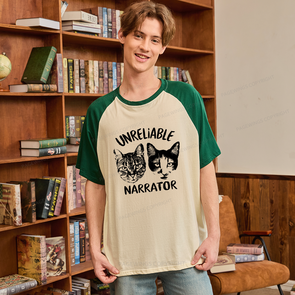 Pagewings Unreliable Narrator Raglan T-shirt