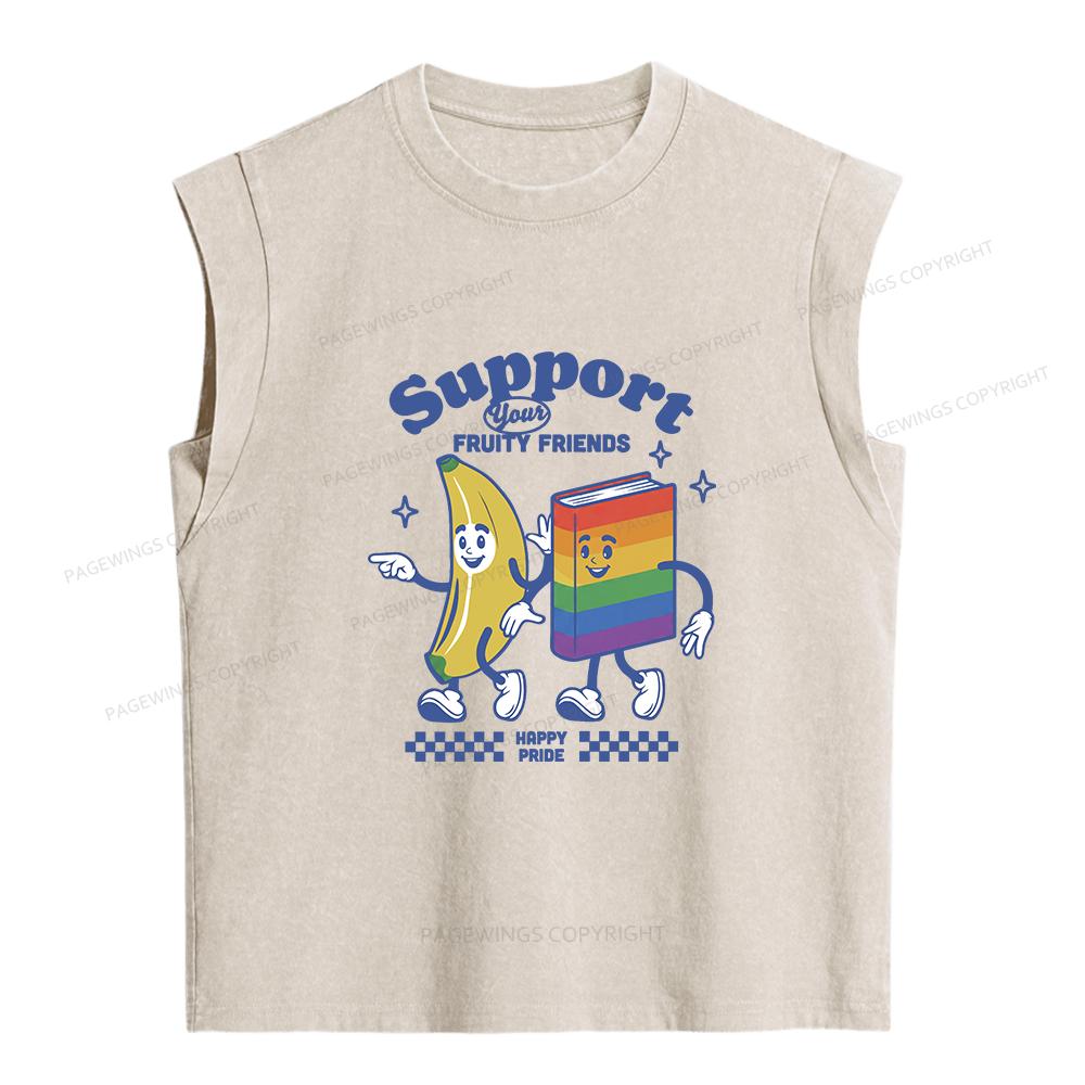 Pagewings Fruity Friends Women's Washed Tank Top