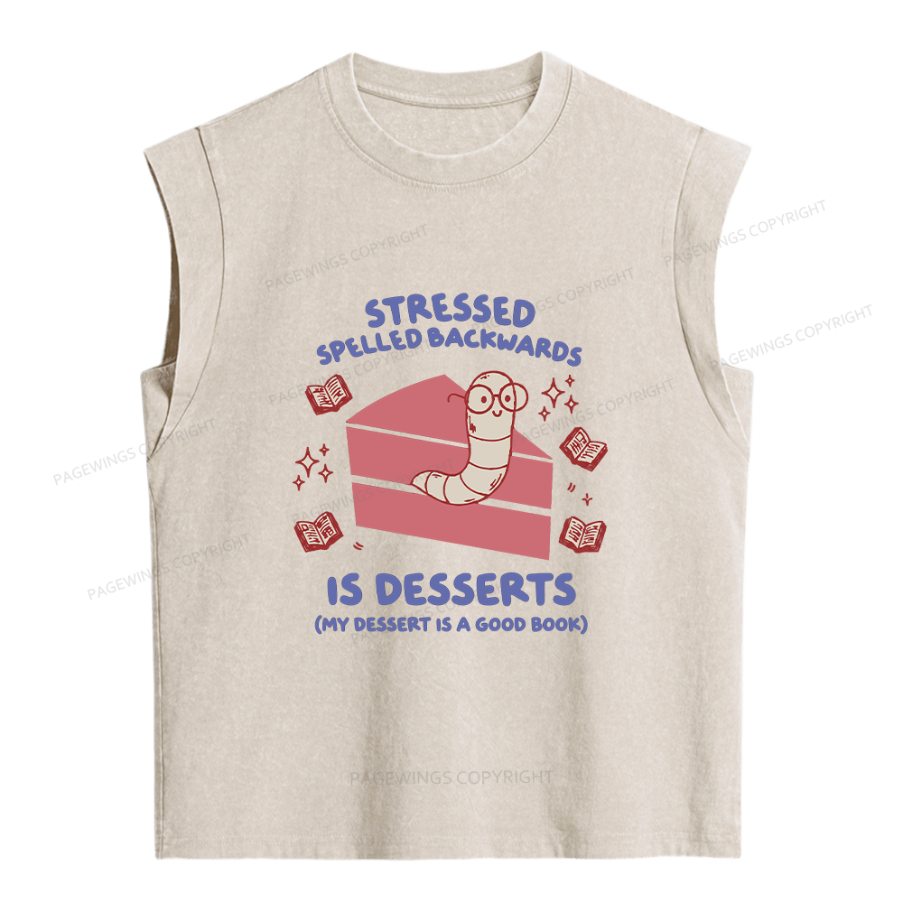 Pagewings My Dessert Is A Good Book Women's Washed Tank Top