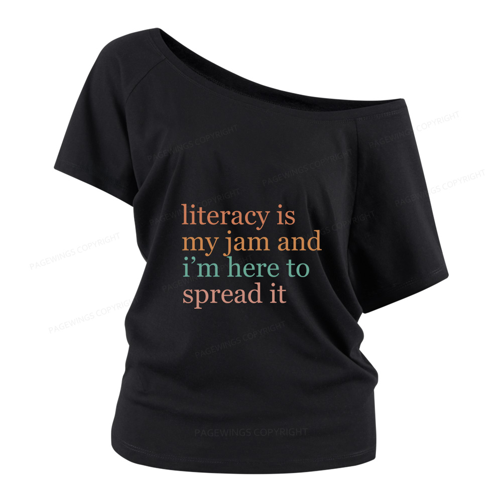 Pagewings Literacy Is My Jam Women Off Shoulder T-shirts
