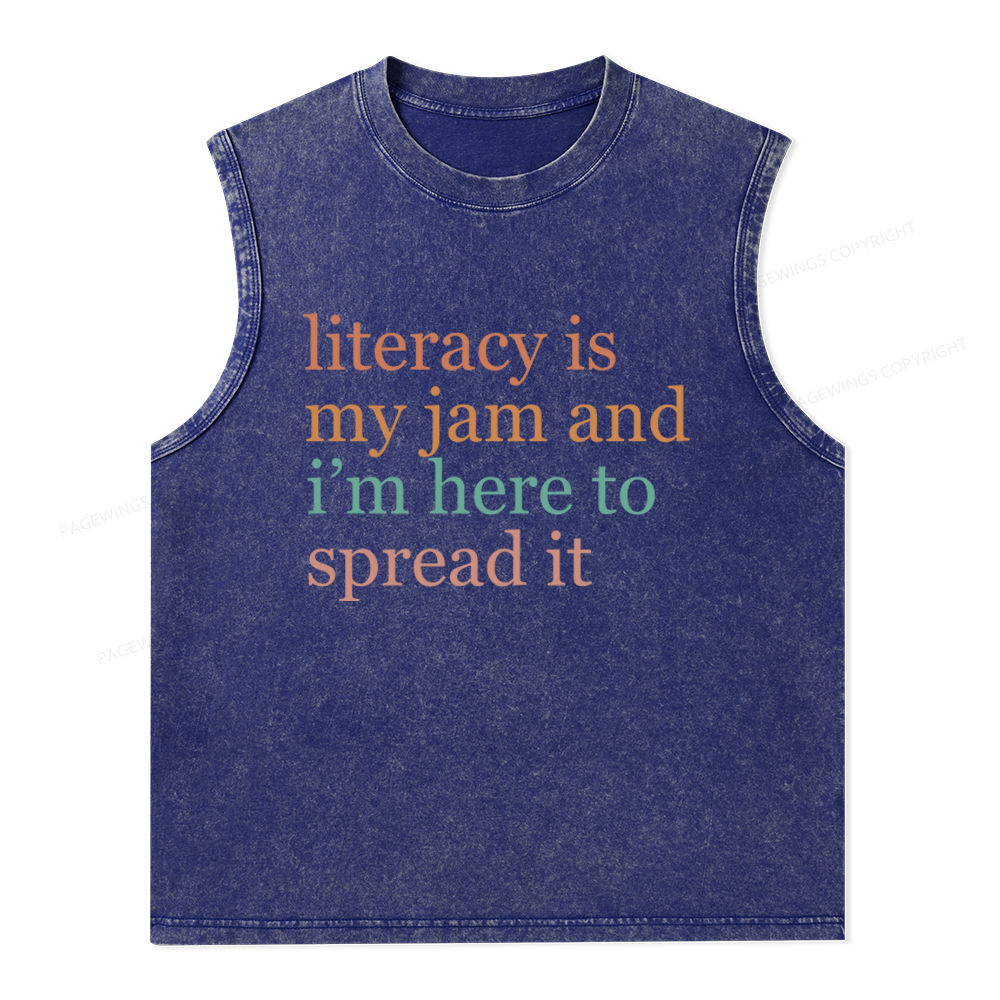 Pagewings Literacy Is My Jam Unisex Washed Tank Top