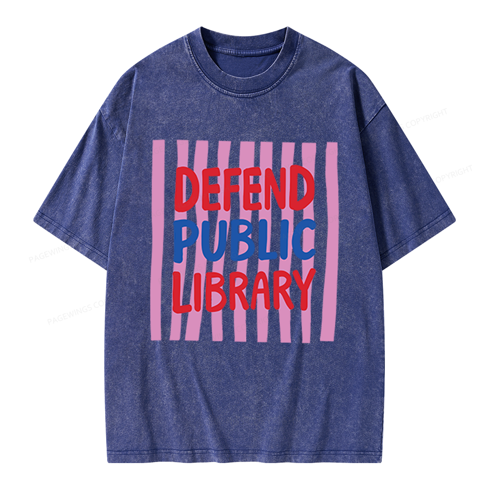 Pagewings Defend Public Library Unisex Washed T-shirt