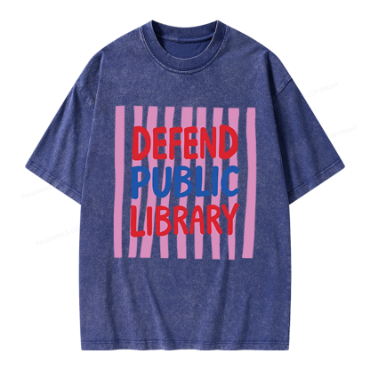 Pagewings Defend Public Library Unisex Washed T-shirt