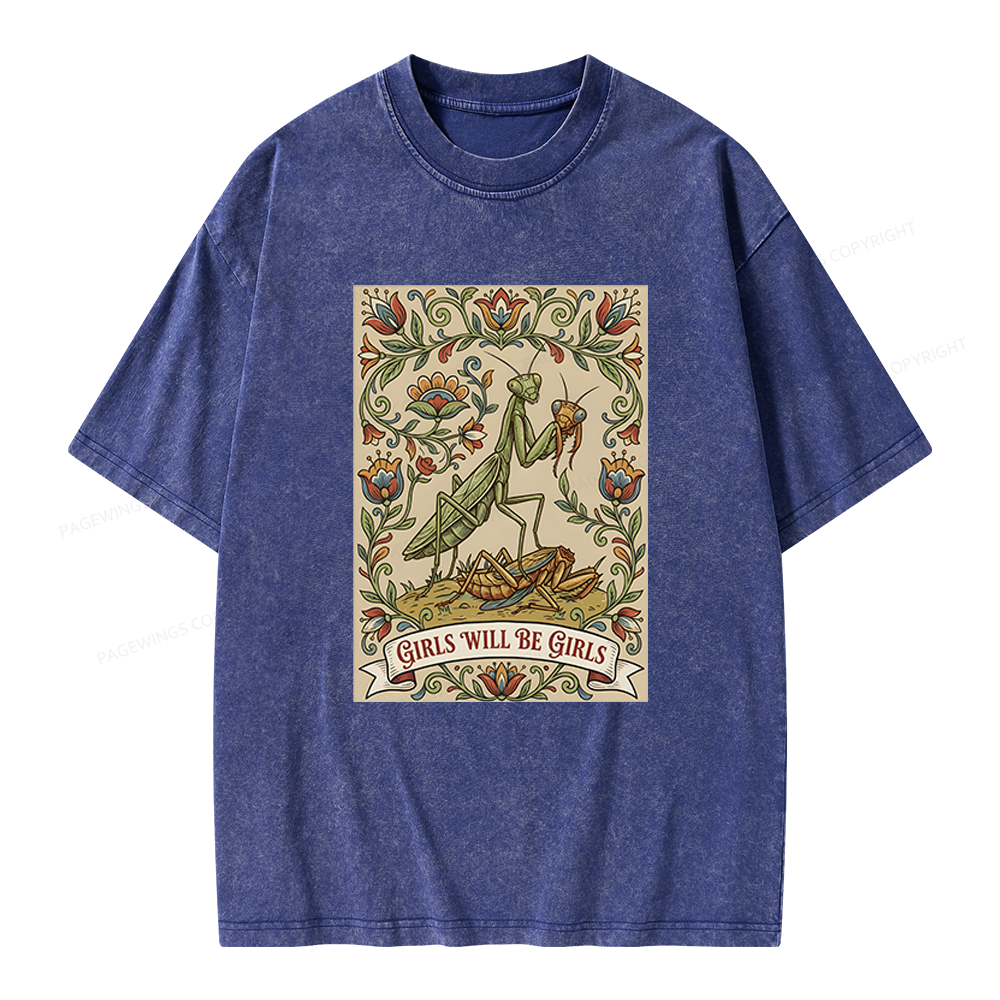 Pagewings Girls Will Be Girls Unisex Washed T-shirt