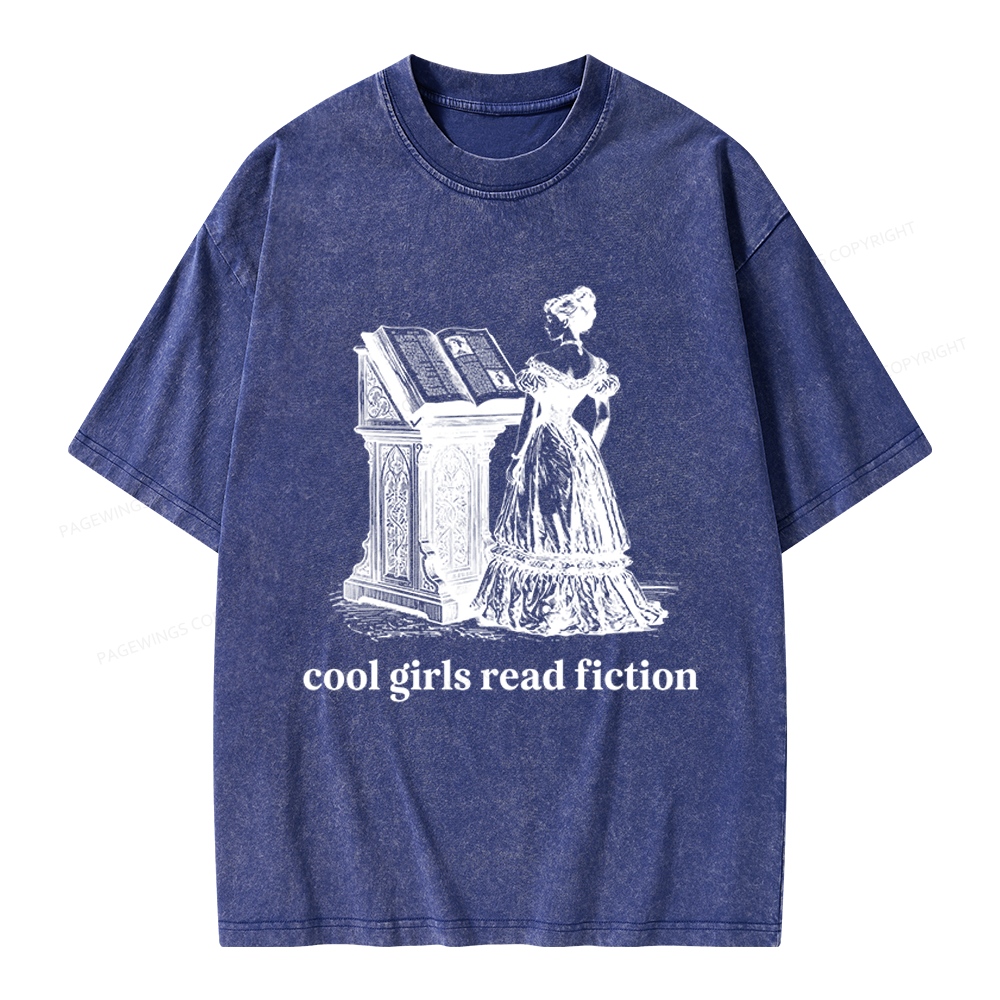 Pagewings Cool Girls Read Fiction Unisex Washed T-shirt