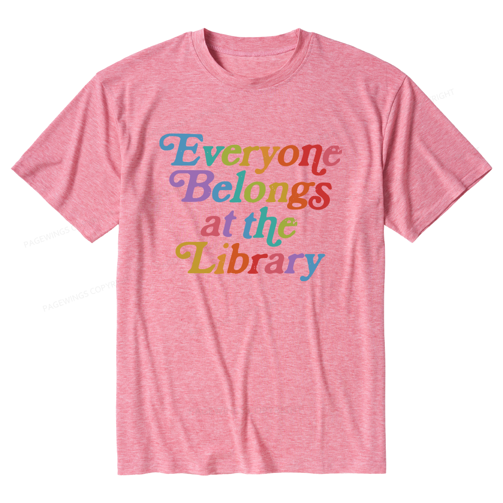 Pagewings Soft Everyone belongs at the library Unisex Heather T-Shirt