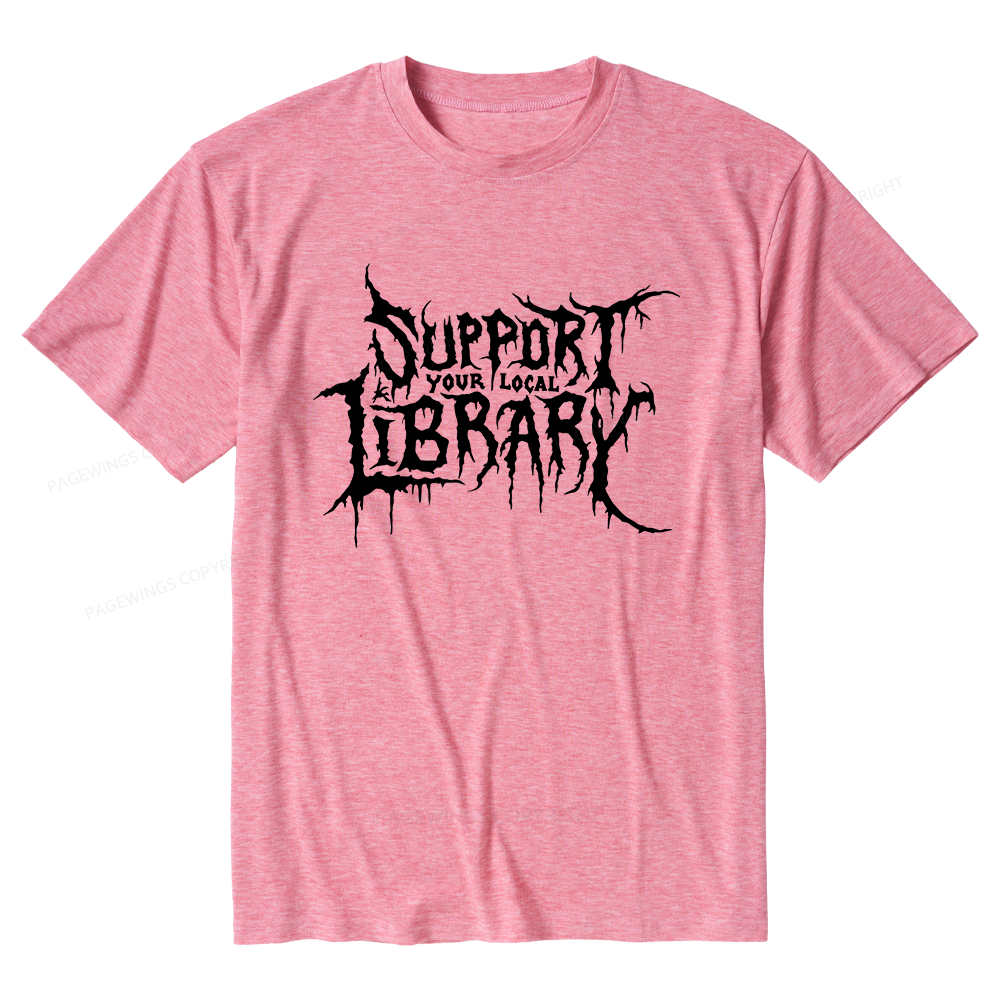 Pagewings Soft Support Your Local Library Unisex Heather T-Shirt