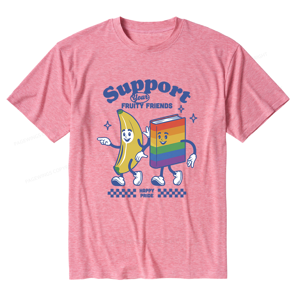 Pagewings Soft Fruity Friends Unisex Heather T-Shirt