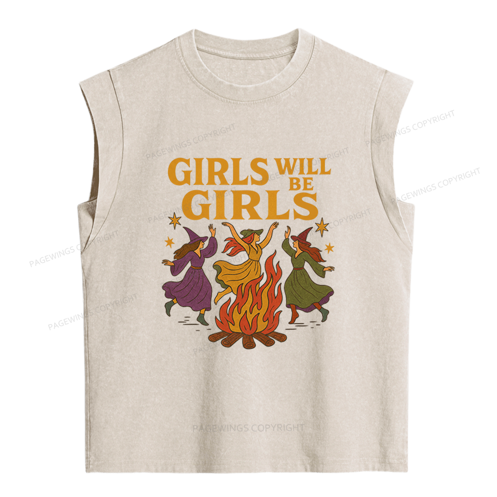 Pagewings Girls Will Be Girls Women's Washed Tank Top