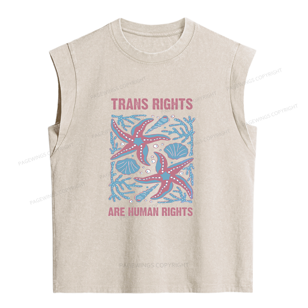 Pagewings Trans Rights  Are Human Rights Women's Washed Tank Top
