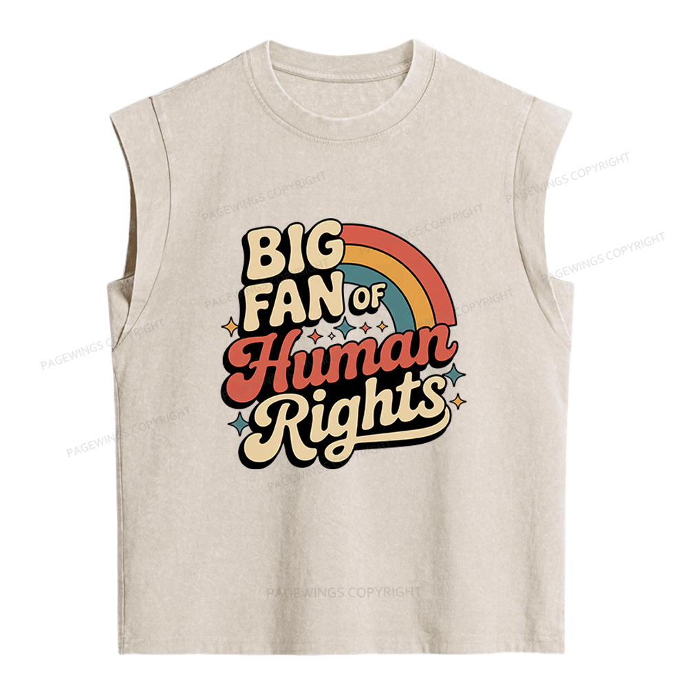 Pagewings Big Fan of Human Rights Women's Washed Tank Top