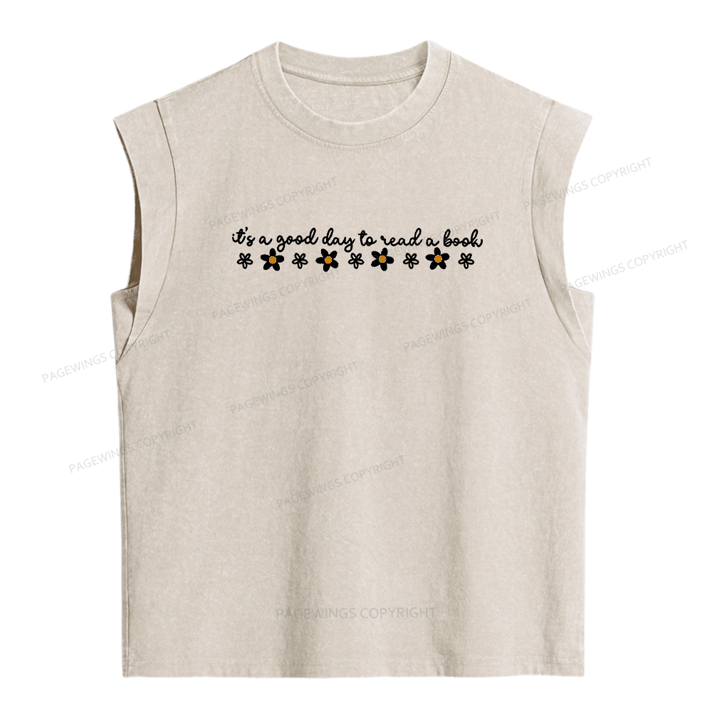 Pagewings Its A Good Day To Read A Book Women's Washed Tank Top