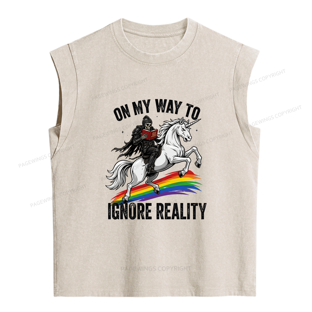 Pagewings On My Way To Ignore Reality Women's Washed Tank Top