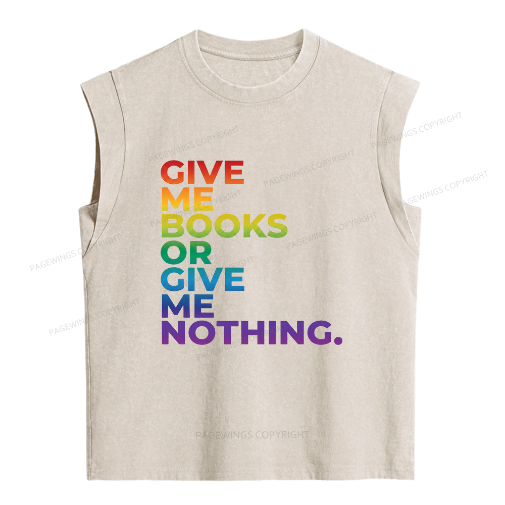 Pagewings Give Me Books Women's Washed Tank Top