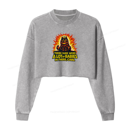 Pagewings A Lot Of Babies In There Washed Crop Sweatshirt