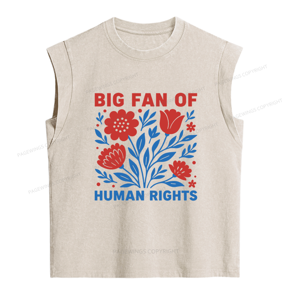 Pagewings Big Fan Of Human Rights Women's Washed Tank Top