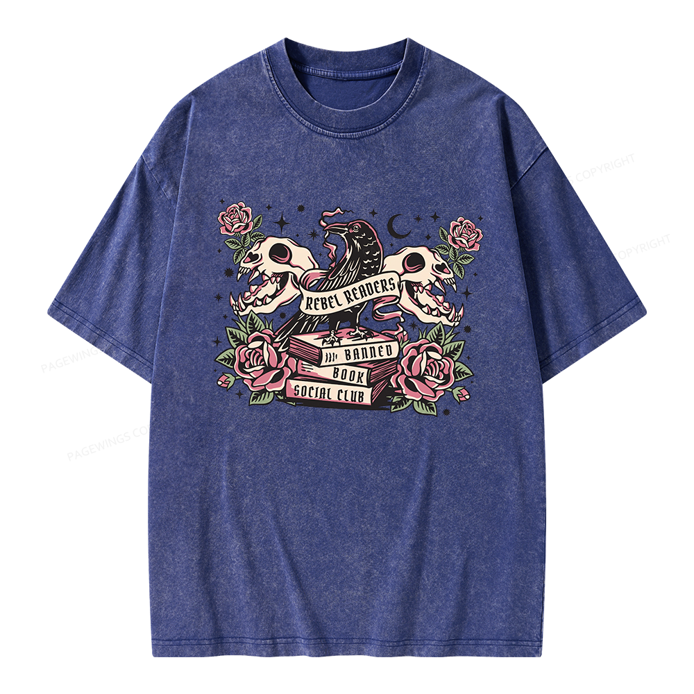 Pagewings Rebel Readers Banned Book Social Club Unisex Washed T-shirt