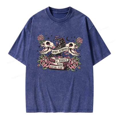 Pagewings Rebel Readers Banned Book Social Club Unisex Washed T-shirt