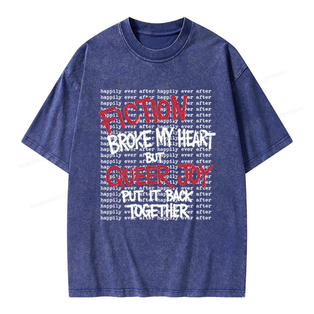 Pagewings Fiction Broke My Heart Unisex Washed T-shirt
