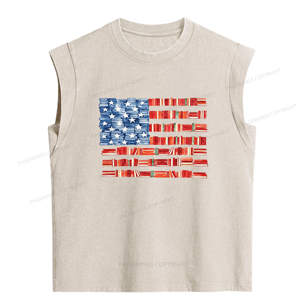 Pagewings Book Flag Women's Washed Tank Top