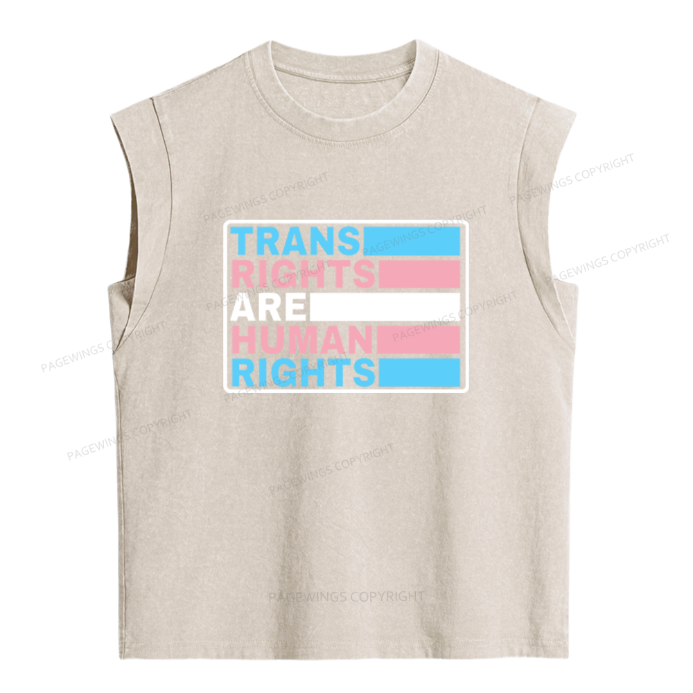 Pagewings Trans Rights Are Human Rights Women's Washed Tank Top