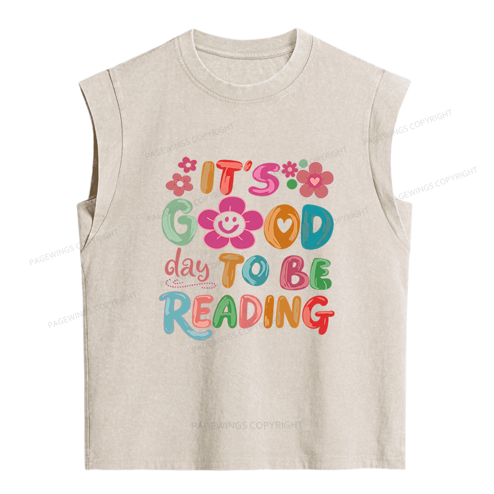 Pagewings It's a Good Day To Be Reading Women's Washed Tank Top