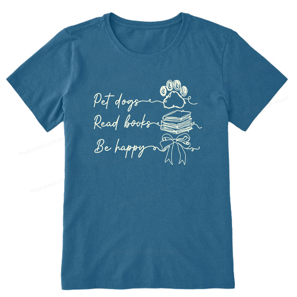 Pagewings Pet Dogs Read Books Be Happy Unisex Classic T-shirt
