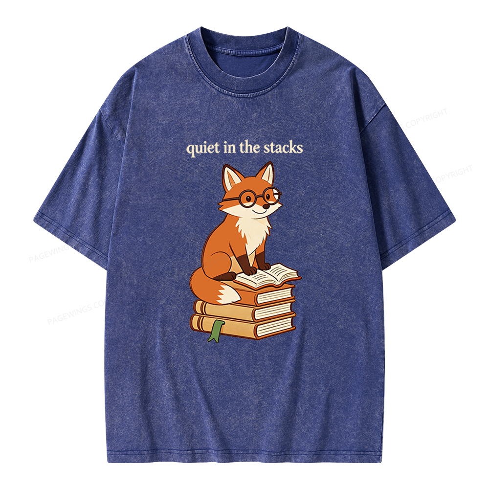 Pagewings Quiet In The Stacks Unisex Washed T-shirt