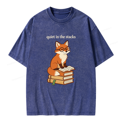 Pagewings Quiet In The Stacks Unisex Washed T-shirt