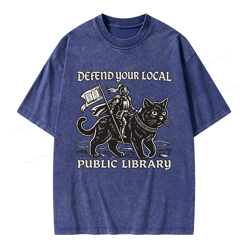Pagewings Defend Your Local Public Library Unisex Washed T-shirt