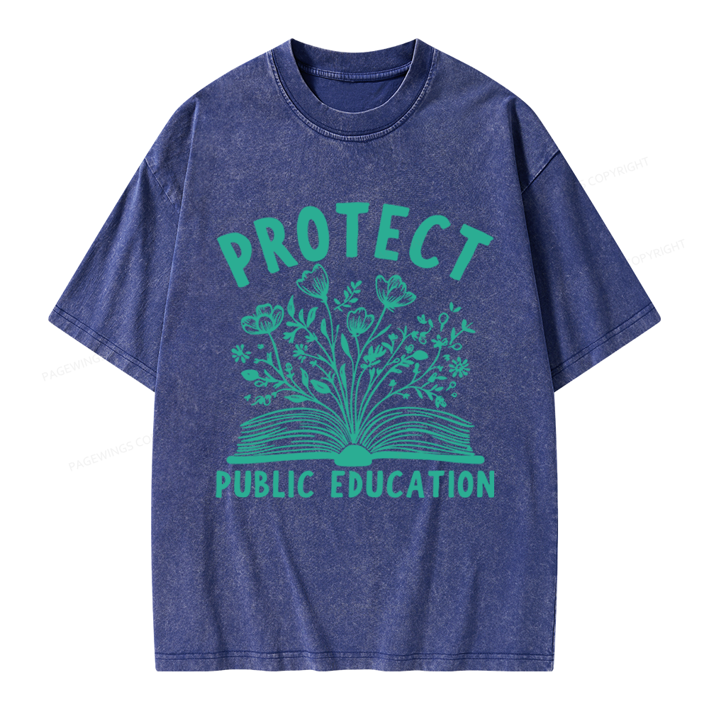 Pagewings Protect Public Education Unisex Washed T-shirt