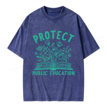Pagewings Protect Public Education Unisex Washed T-shirt