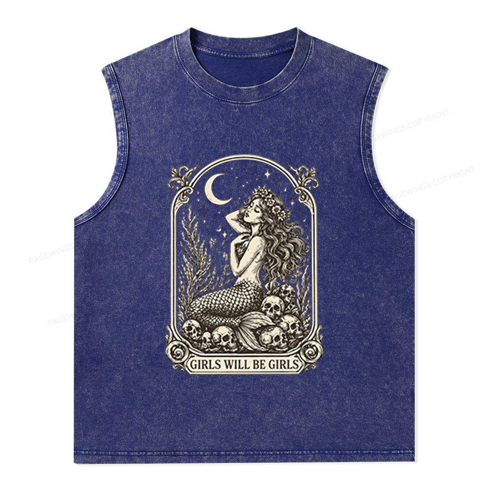 Pagewings Girls Will Be Girls Unisex Washed Tank Top