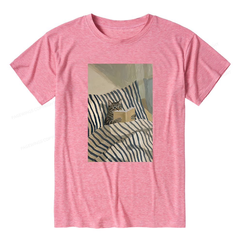 Pagewings Soft Cat Reading Book Unisex Heather T-Shirt