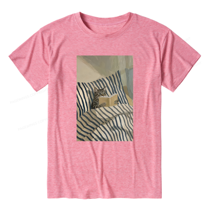 Pagewings Soft Cat Reading Book Unisex Heather T-Shirt