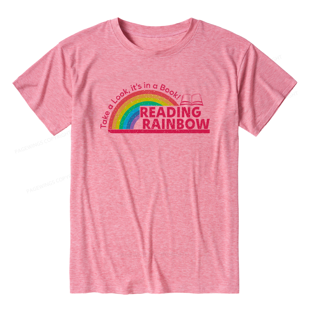 Pagewings Soft Reading With Rainbow Unisex Heather T-Shirt