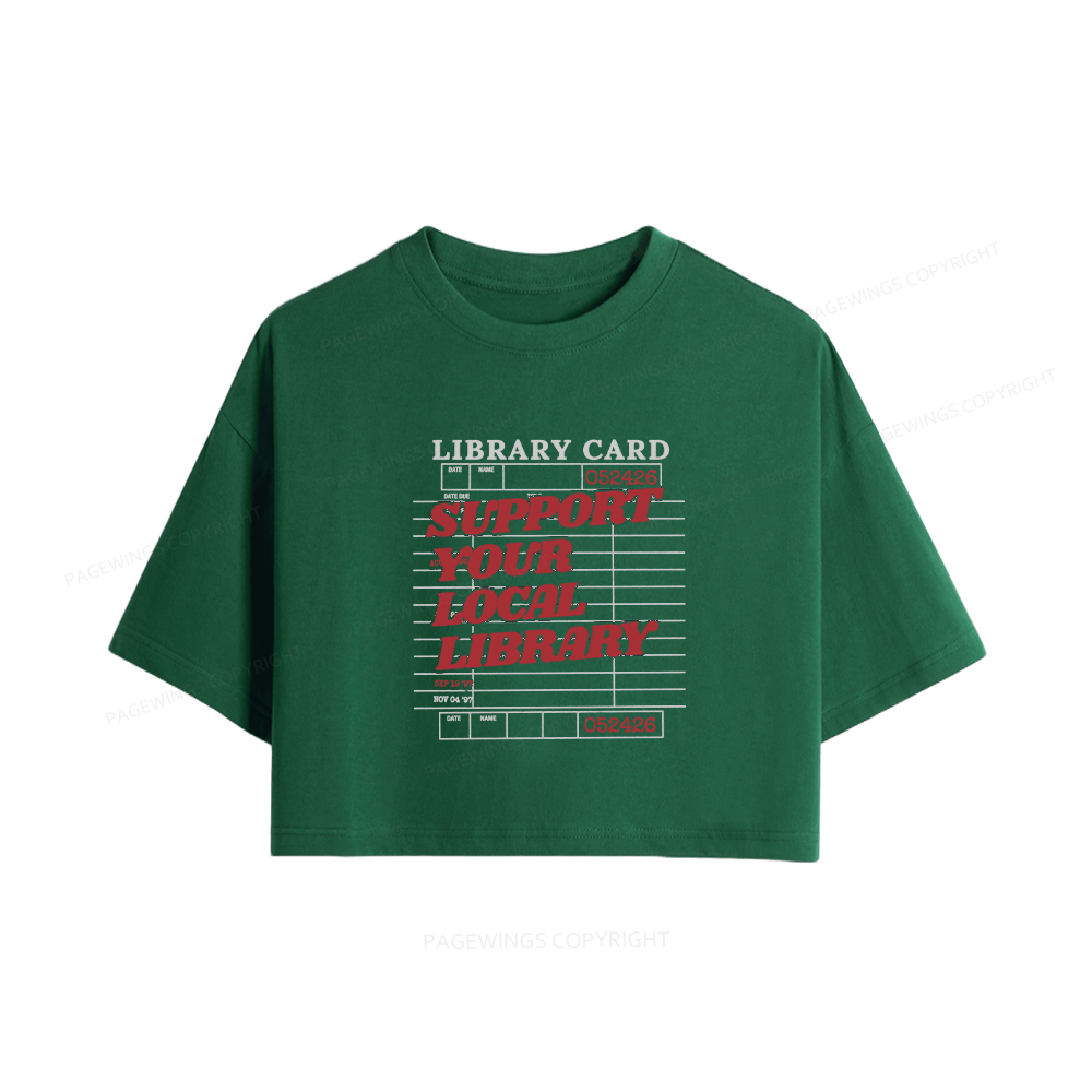 Pagewings Support your Local Library Women Crop Tops