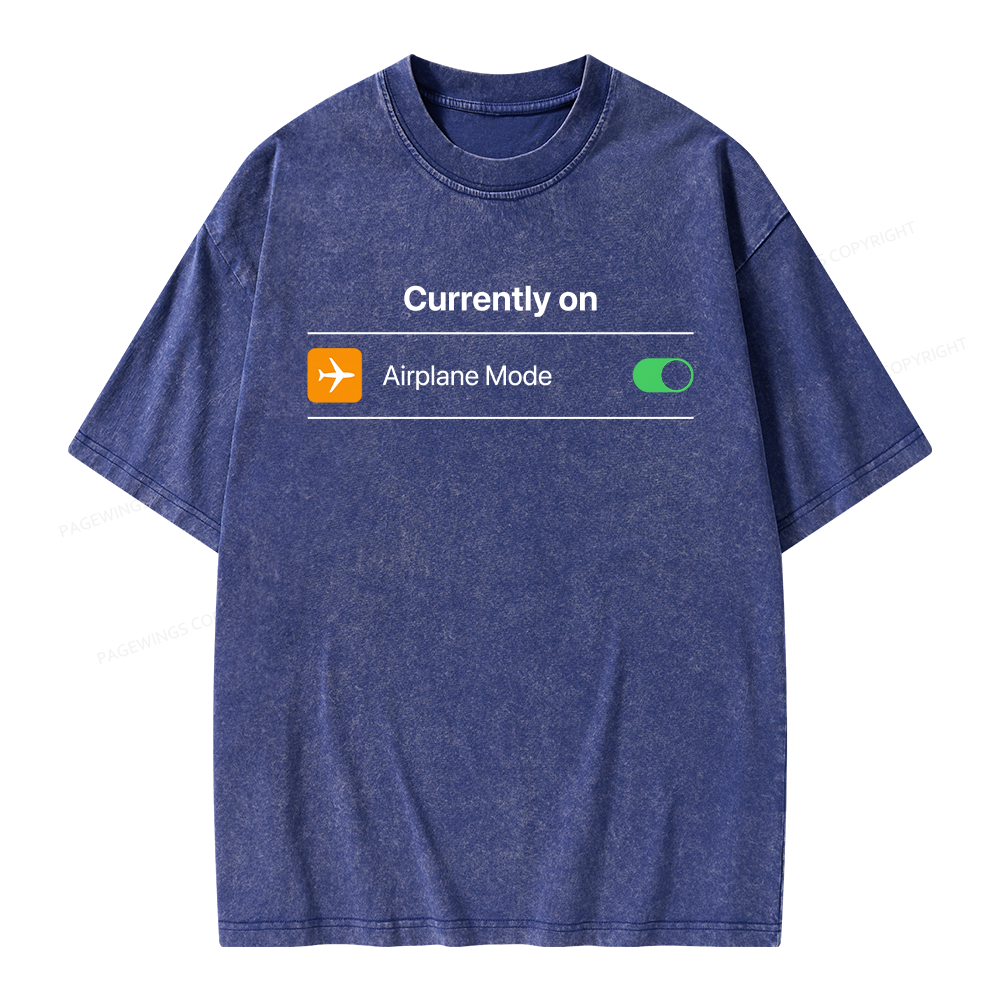 Pagewings Airplane Mode On Unisex Washed T-shirt