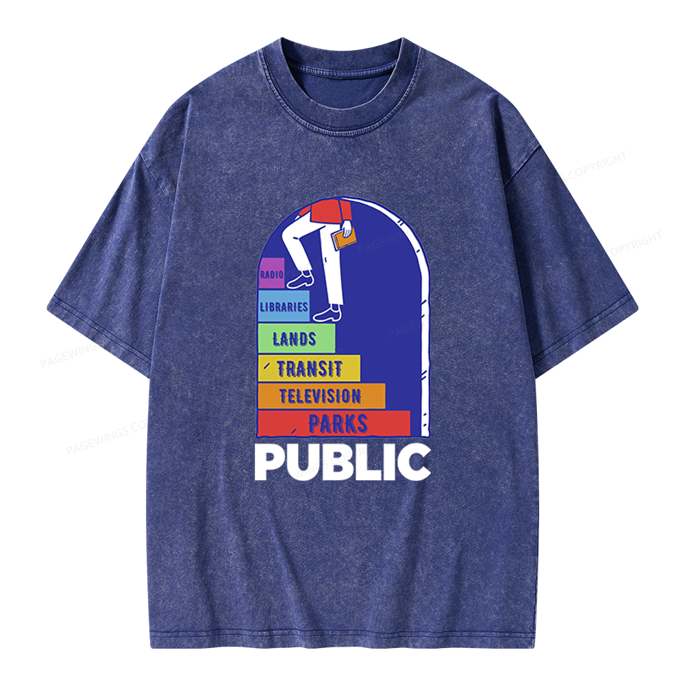 Pagewings Public Library Unisex Washed T-shirt