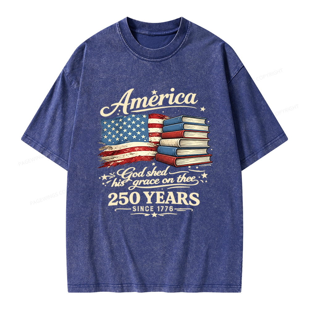 Pagewings Retro American Flag Unisex Washed T-shirt
