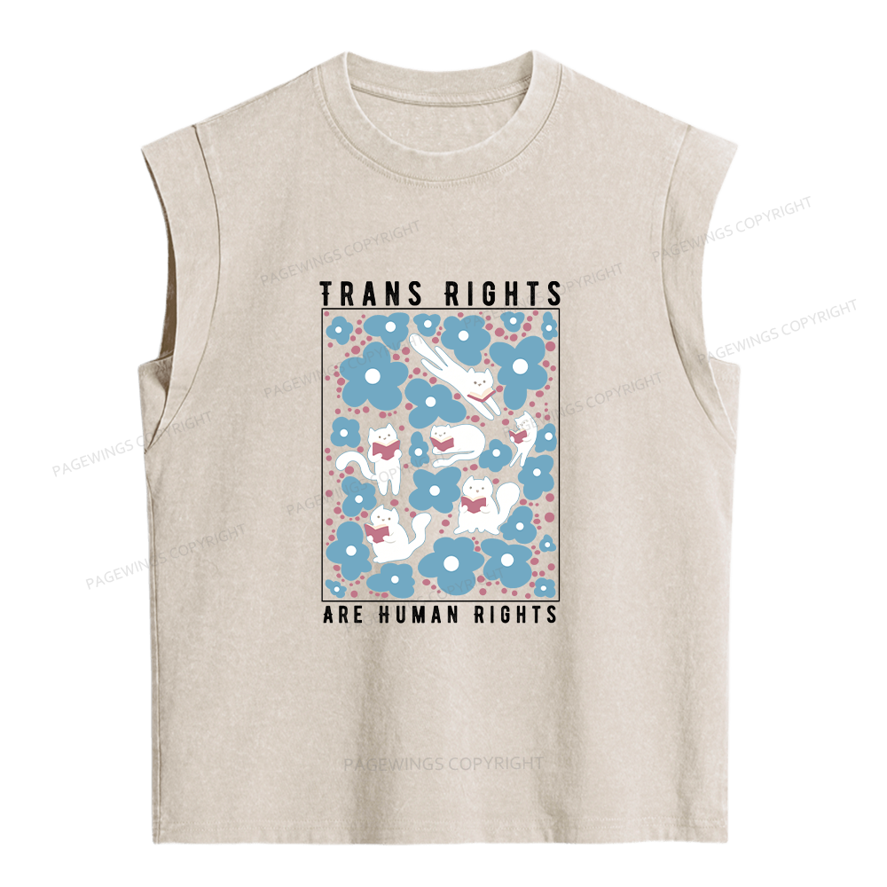 Pagewings Trans Rights Are Human Rights Women's Washed Tank Top