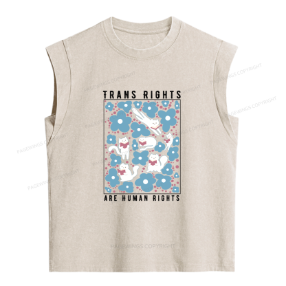 Pagewings Trans Rights Are Human Rights Women's Washed Tank Top