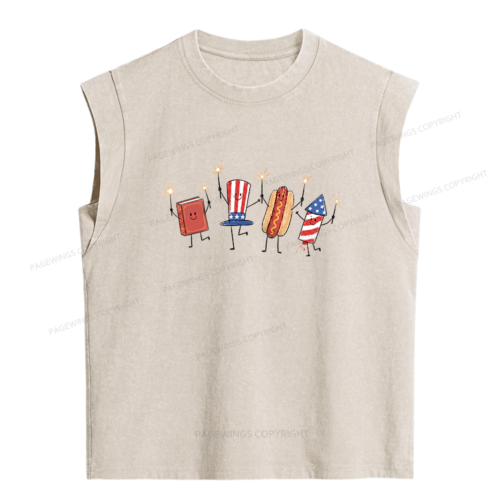 Pagewings Funny Sumer 250th Women's Washed Tank Top