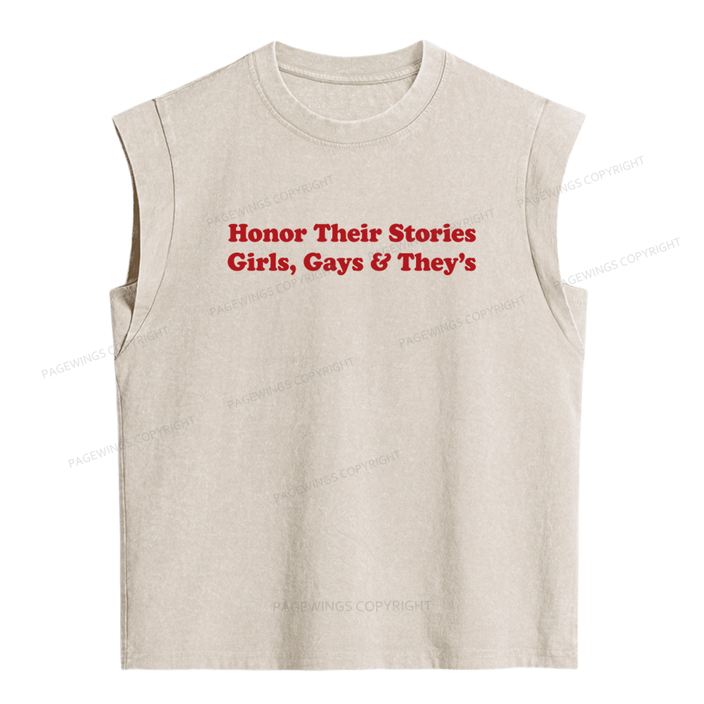 Pagewings Honor Their Stories Women's Washed Tank Top
