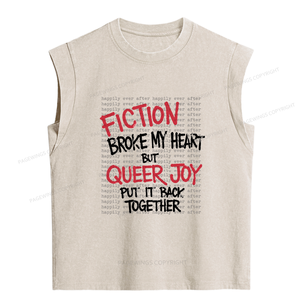 Pagewings Fiction Broke My Heart Women's Washed Tank Top