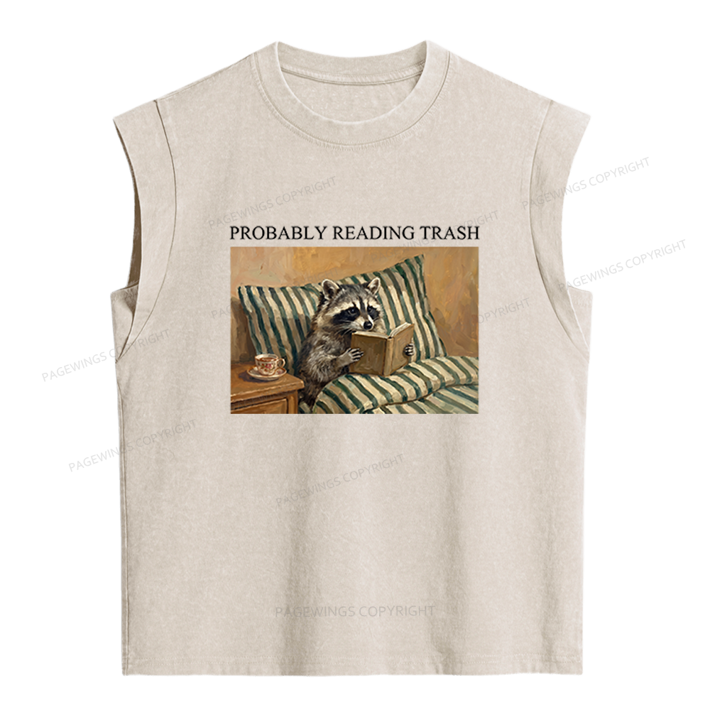 Pagewings Probably Reading Trash Women's Washed Tank Top