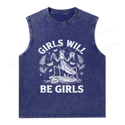 Pagewings Girls Will Be Girls Unisex Washed Tank Top